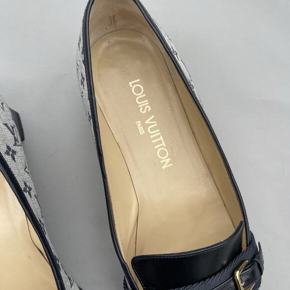 Louis Vuitton Mini Lin Navy And Grey Mules Size 38 US 8 - Picture 4 of 13